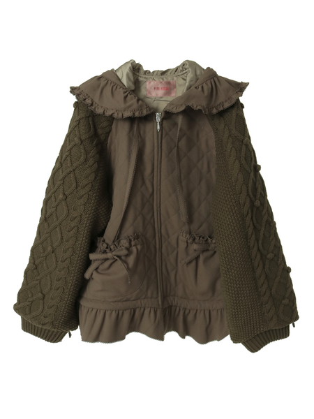 ニット袖付きキルティングブルゾン