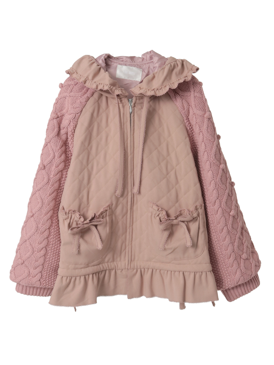 ニット袖付きキルティングブルゾン 詳細画像 キナリ 1