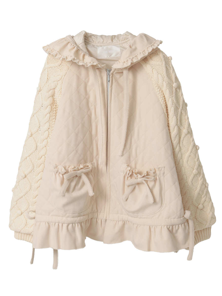 ニット袖付きキルティングブルゾン 詳細画像 キナリ 1