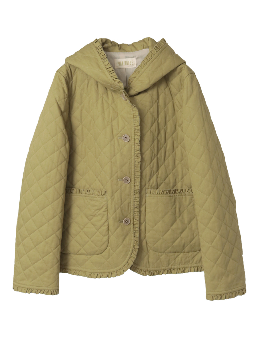 フード付きキルティングジャケット 詳細画像 カーキ 1