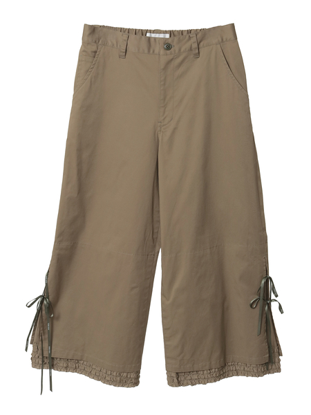 フリルローン使いワイドパンツ