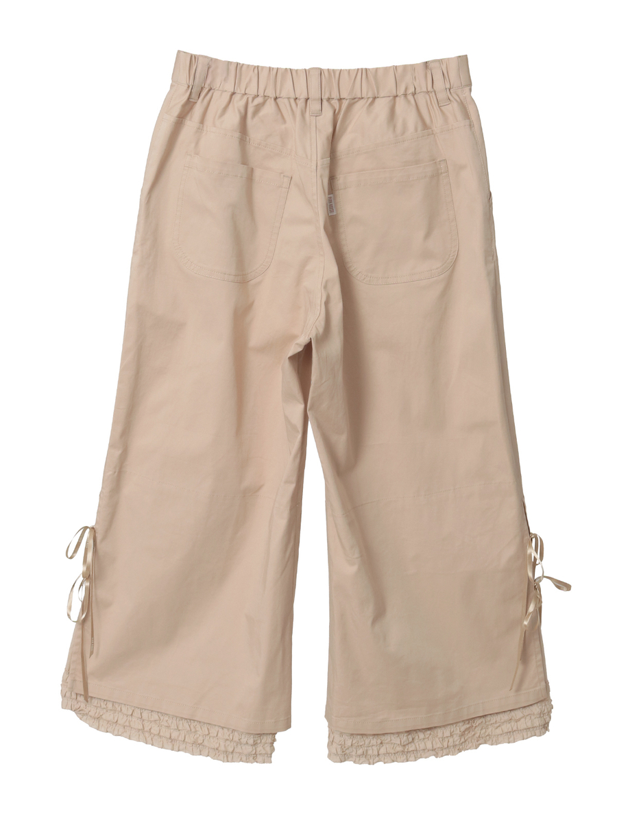 フリルローン使いワイドパンツ 詳細画像 カーキ 2