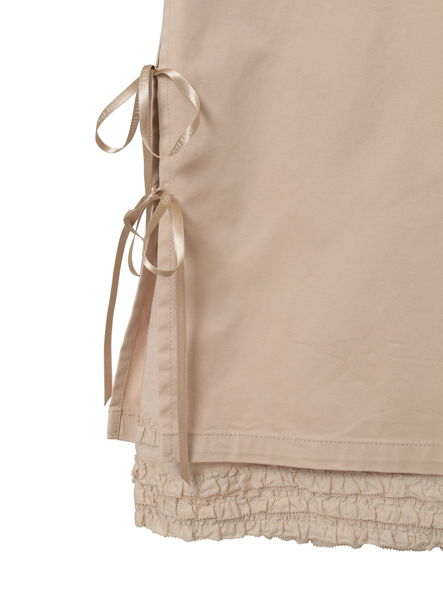 フリルローン使いワイドパンツ 詳細画像 カーキ 4