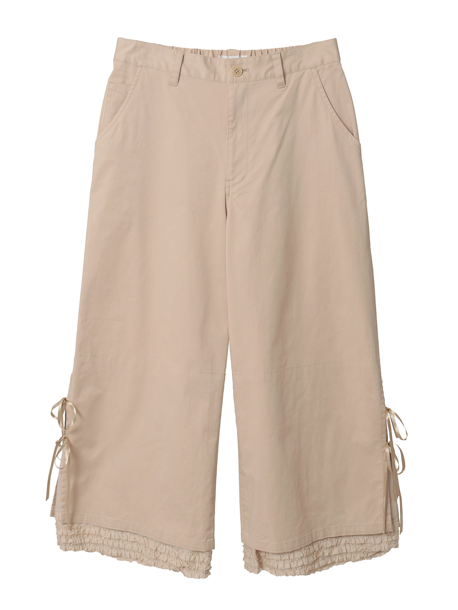 フリルローン使いワイドパンツ 詳細画像 ベージュ 1