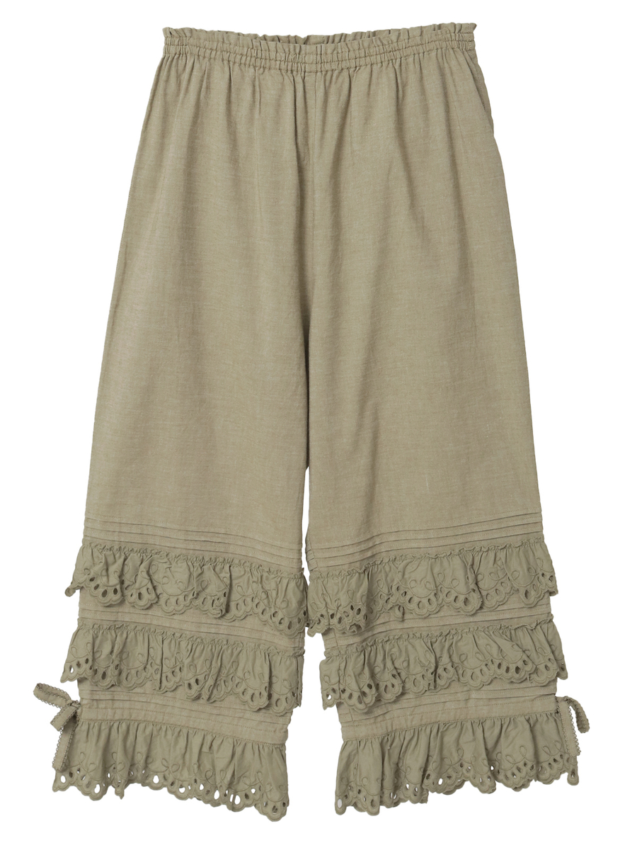 スカラップレース使いダンガリードロワーズ 詳細画像 カーキ 1