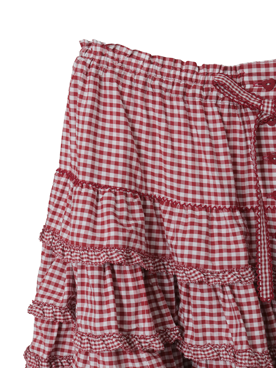 ギンガムチェックフリルスカート 詳細画像 アカ 3