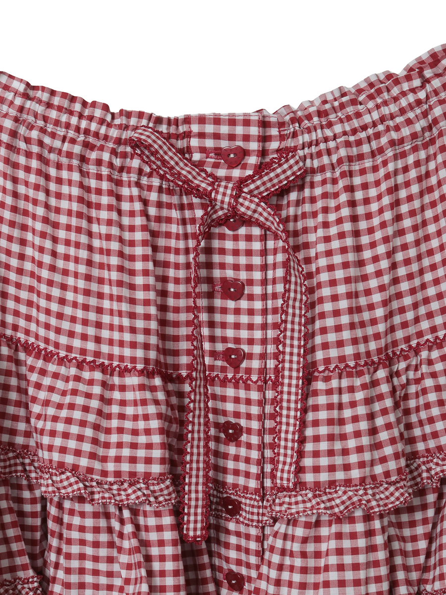 ギンガムチェックフリルスカート 詳細画像 アカ 4