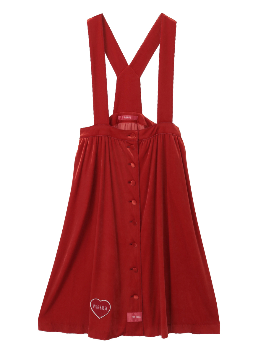 ベロア吊りスカート 詳細画像 アカ 1