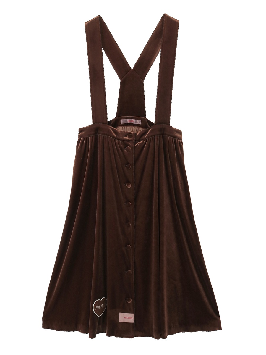 ベロア吊りスカート 詳細画像 チョコレート 1