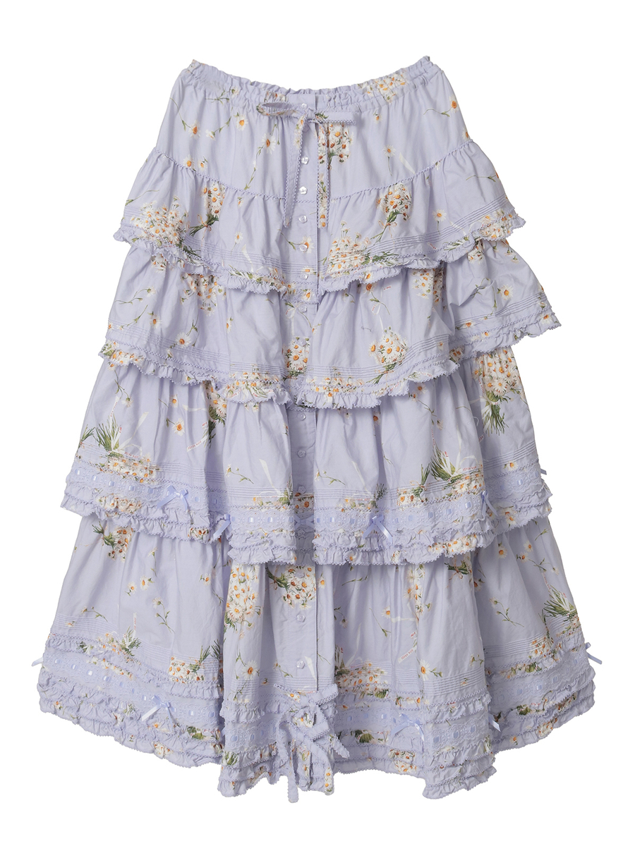 マーガレットブーケプリントスカート 詳細画像 クロ 1