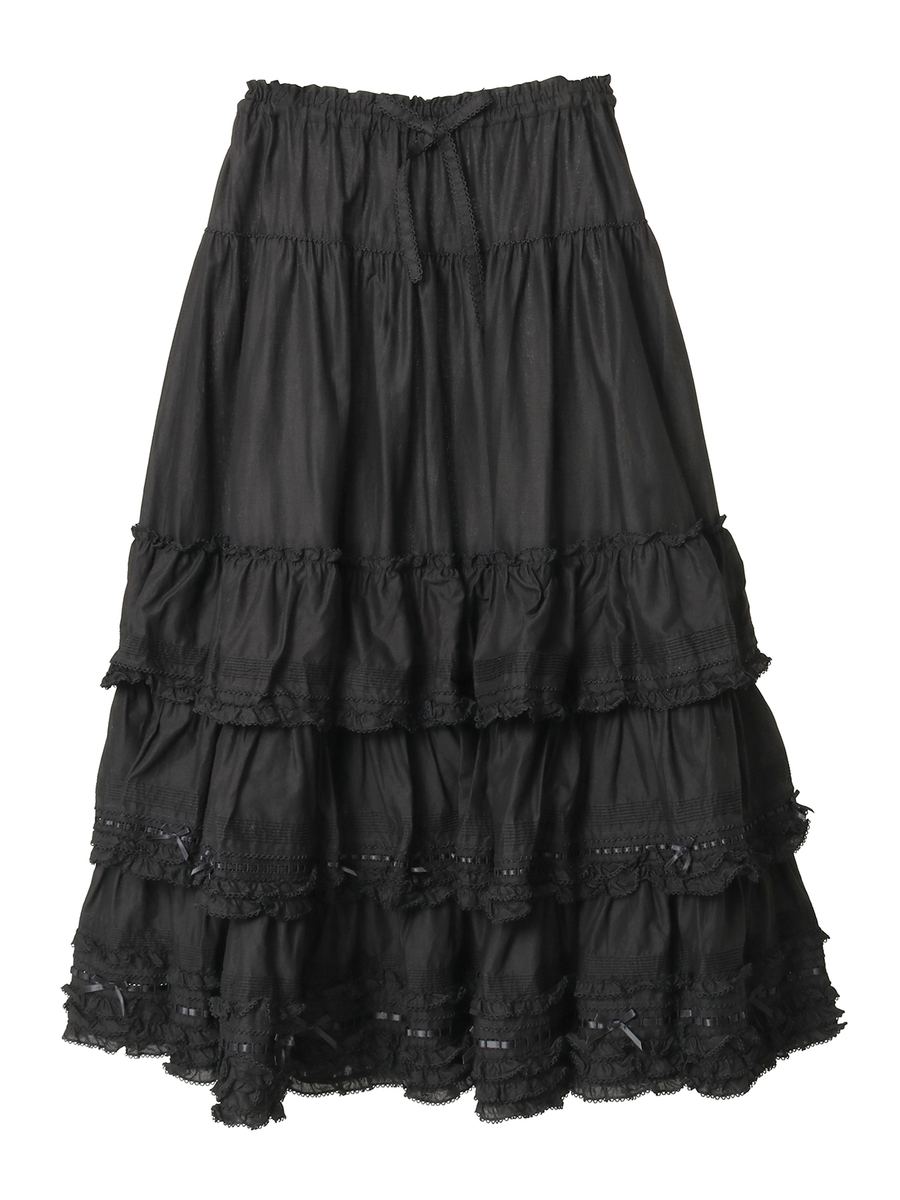 フリル使いローンスカート 詳細画像 クロ 1