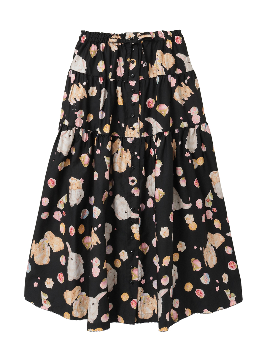 幸見うさぎプリントスカート 詳細画像 クロ 1