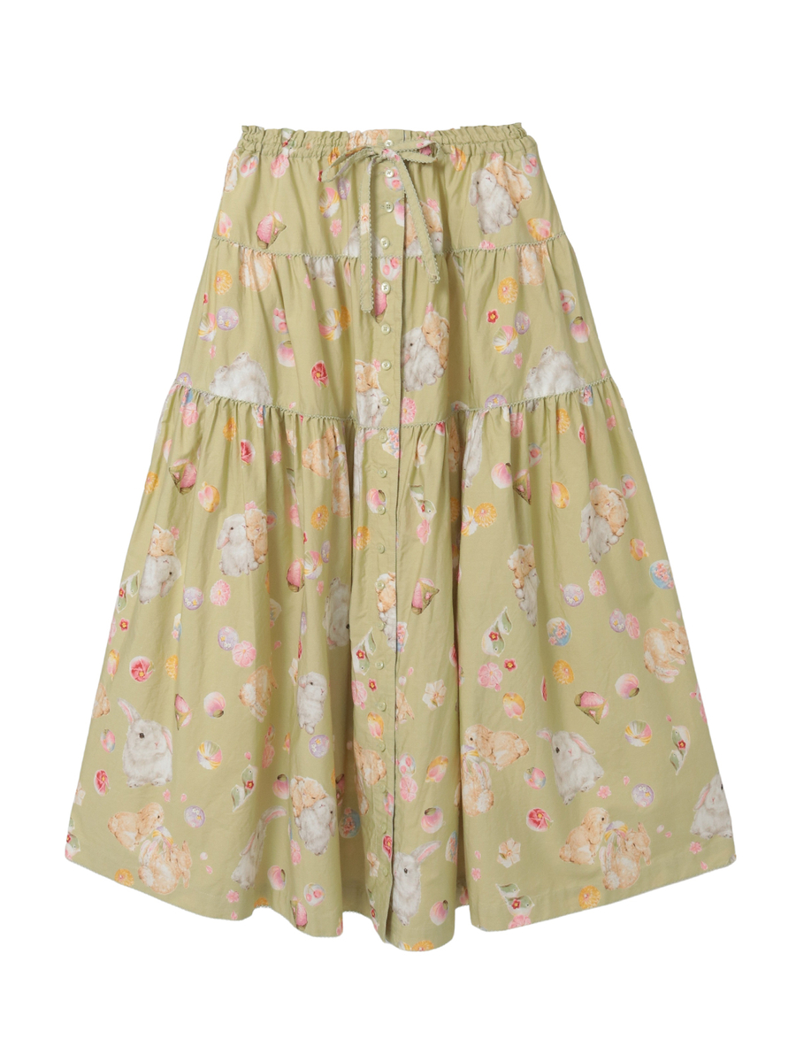 幸見うさぎプリントスカート 詳細画像 ハッカ 1