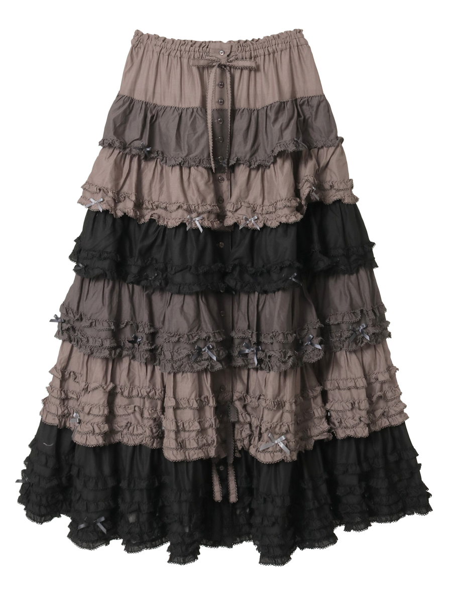 配色フリルスカート 詳細画像 クロ系 1