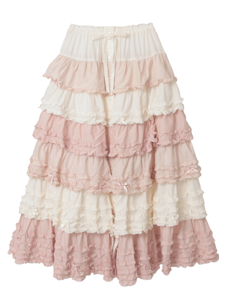 配色フリルスカート 詳細画像 ピンク系 1