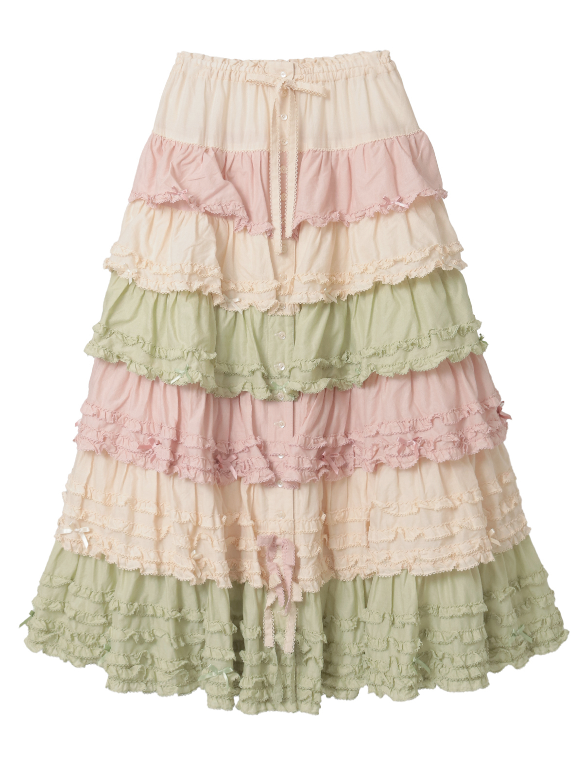 ピンクハウス★新品タグ付き★配色フリルティアードスカード PINK HOUSE（ピンクハウス） 2017年 新品 タグ付き 60480円 チュール