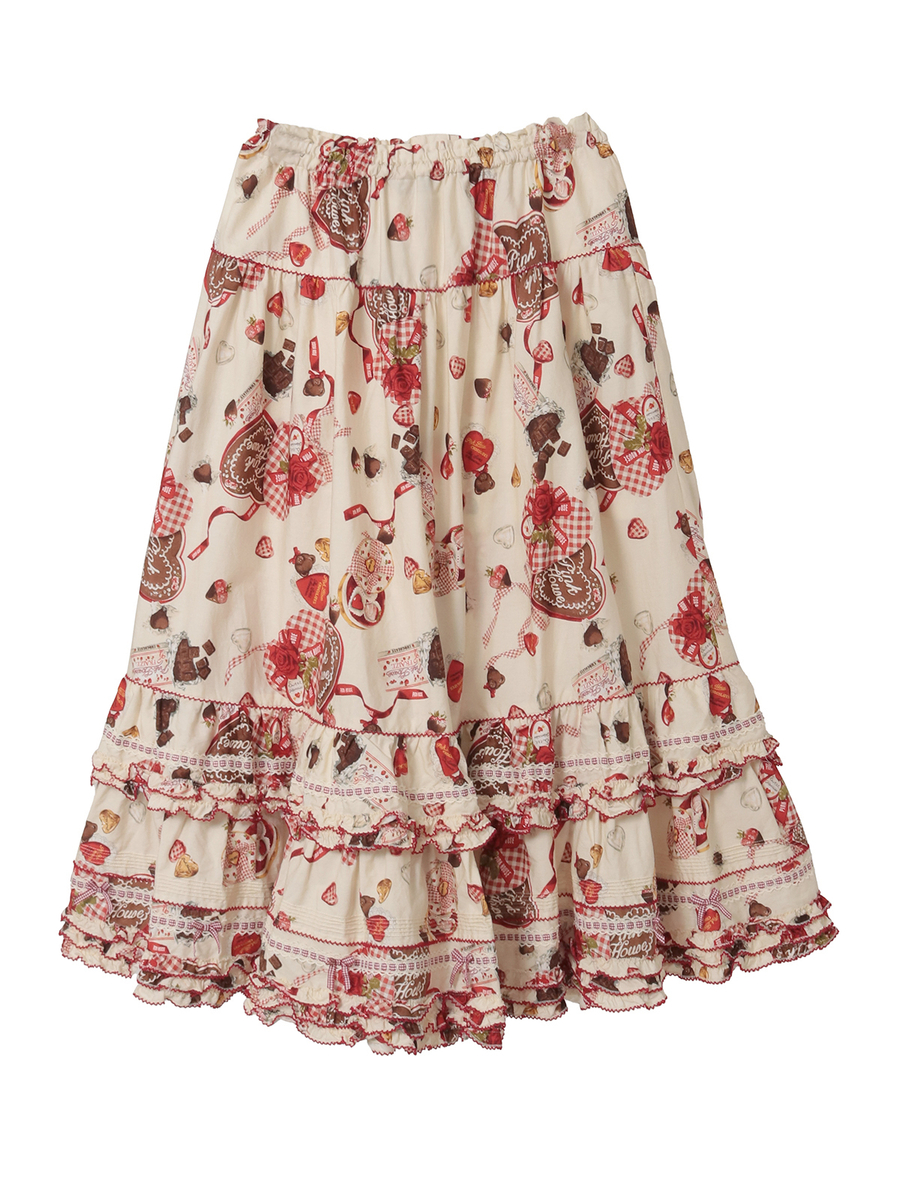 スウィートメモリーズプリントミディスカート 詳細画像 ベリーレッド 2