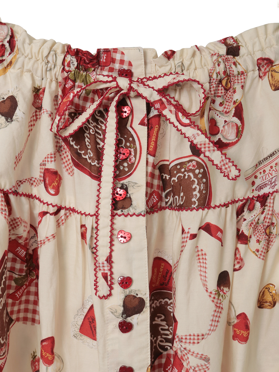 スウィートメモリーズプリントミディスカート 詳細画像 ベリーレッド 3