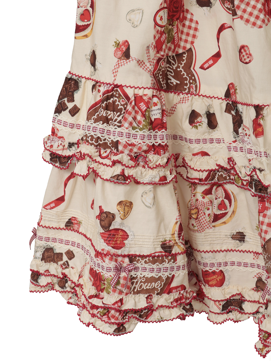 スウィートメモリーズプリントミディスカート 詳細画像 ベリーレッド 4