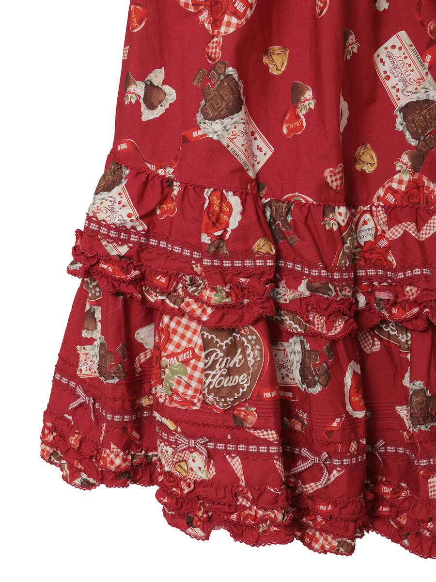 スウィートメモリーズプリントミディスカート 詳細画像 ベリーレッド 8