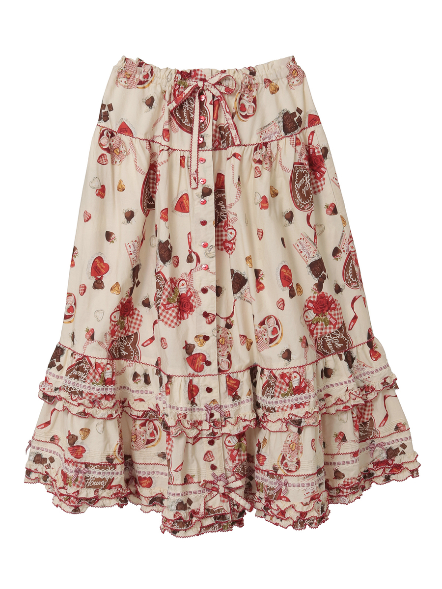 スウィートメモリーズプリントミディスカート 詳細画像 ミルク 1