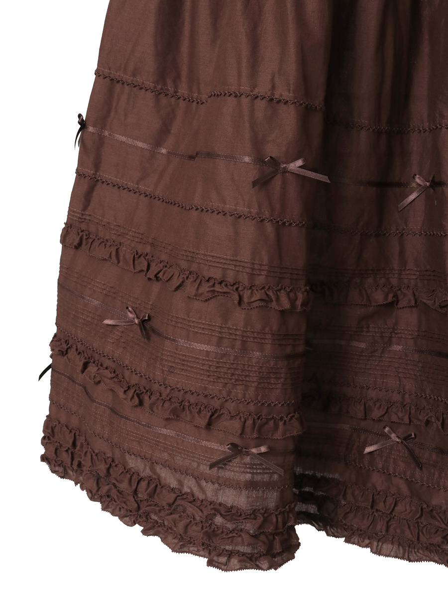 ローンティアードミディスカート 詳細画像 チョコレート 7