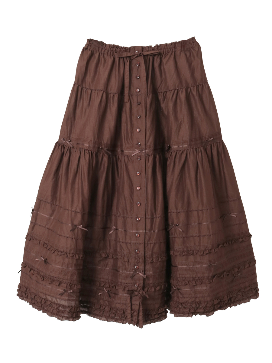 ローンティアードミディスカート 詳細画像 チョコレート 1