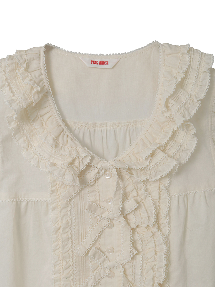 リボンモチーフいっぱいローンベスト 詳細画像 ベリーレッド 3