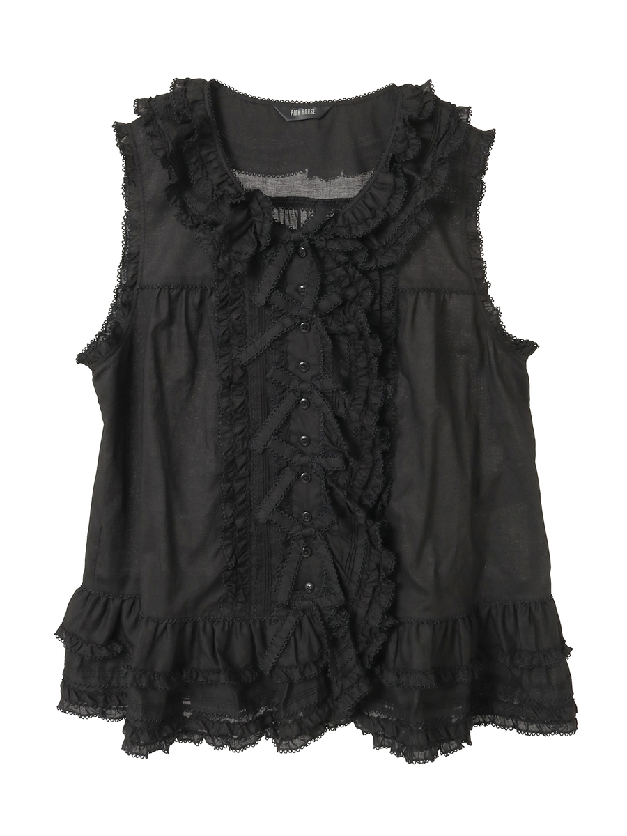 リボンモチーフいっぱいローンベスト 詳細画像 ブラック 1