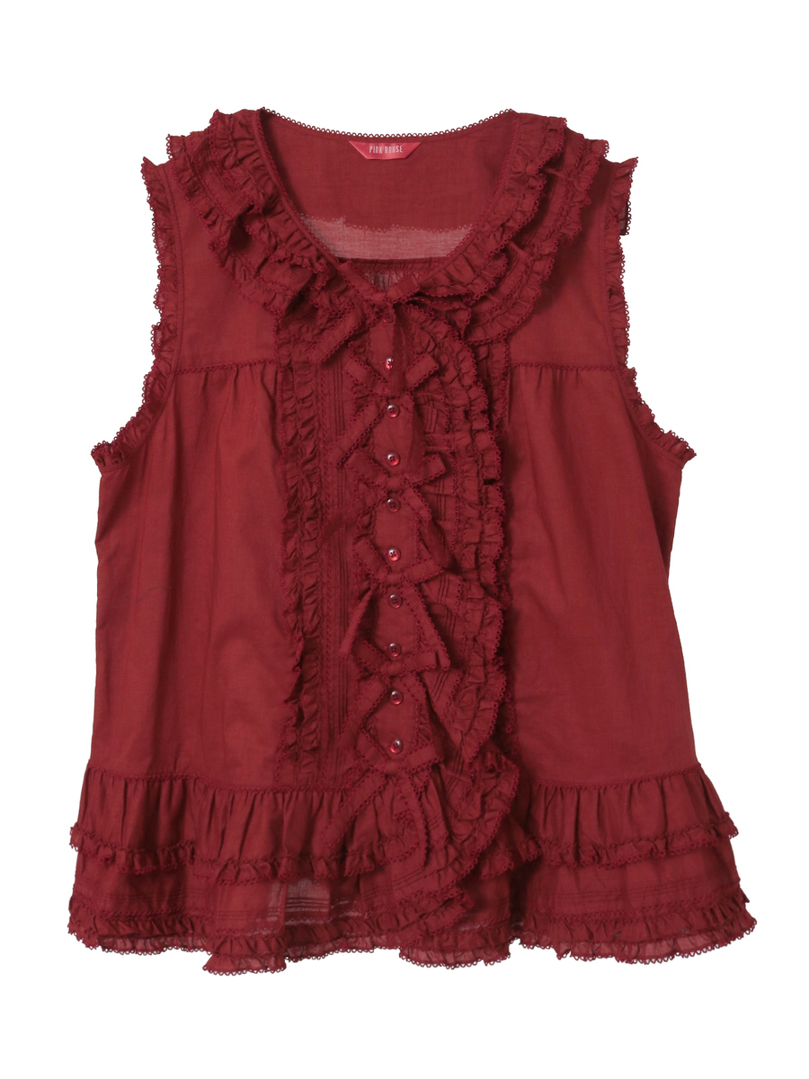 リボンモチーフいっぱいローンベスト 詳細画像 ベリーレッド 1