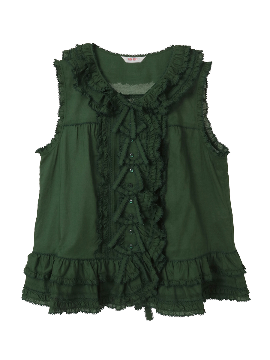 リボンモチーフいっぱいローンベスト 詳細画像 グリーン 1