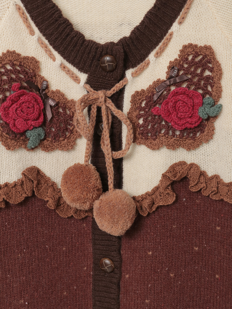 ハートモチーフ使いヨークニットカーディガン 詳細画像 ダークグレー 10