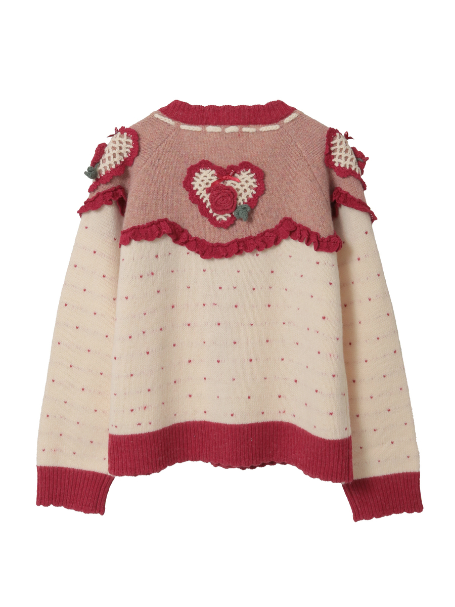 ハートモチーフ使いヨークニットカーディガン 詳細画像 ダークグレー 2