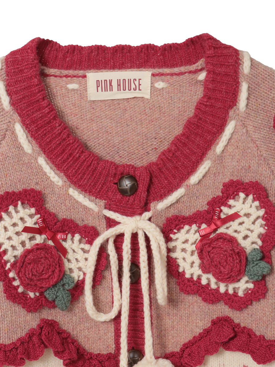 ハートモチーフ使いヨークニットカーディガン 詳細画像 ダークグレー 3