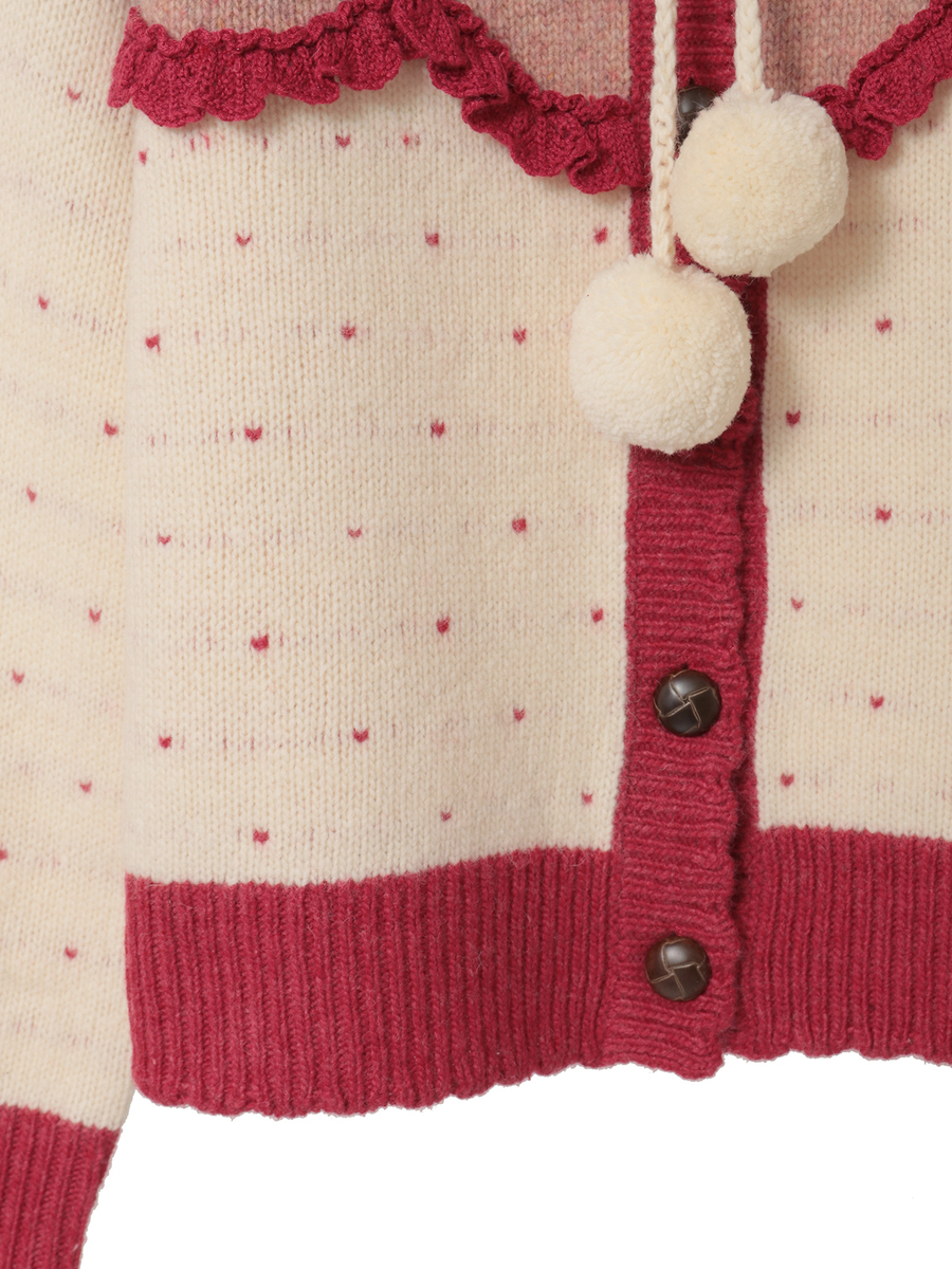 ハートモチーフ使いヨークニットカーディガン 詳細画像 ダークグレー 5