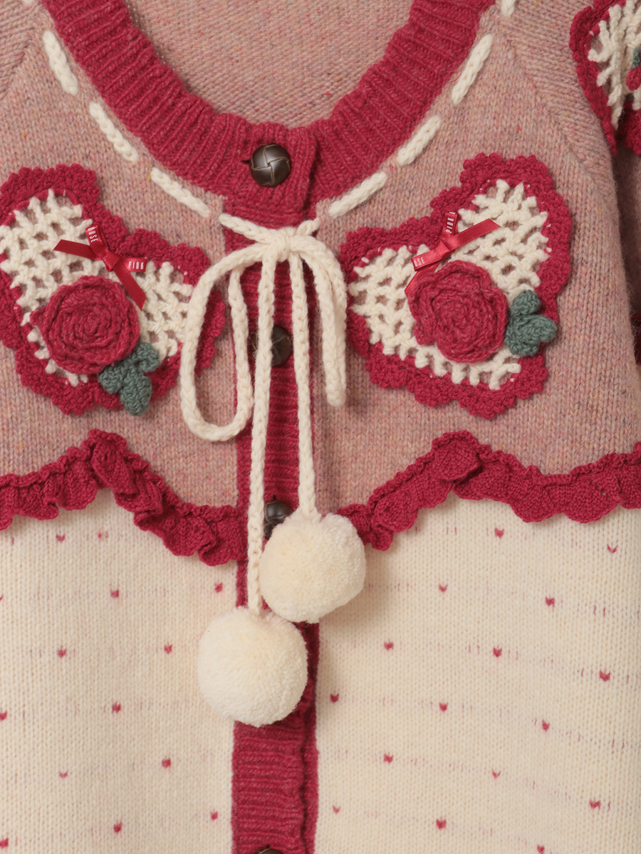 ハートモチーフ使いヨークニットカーディガン 詳細画像 ダークグレー 6