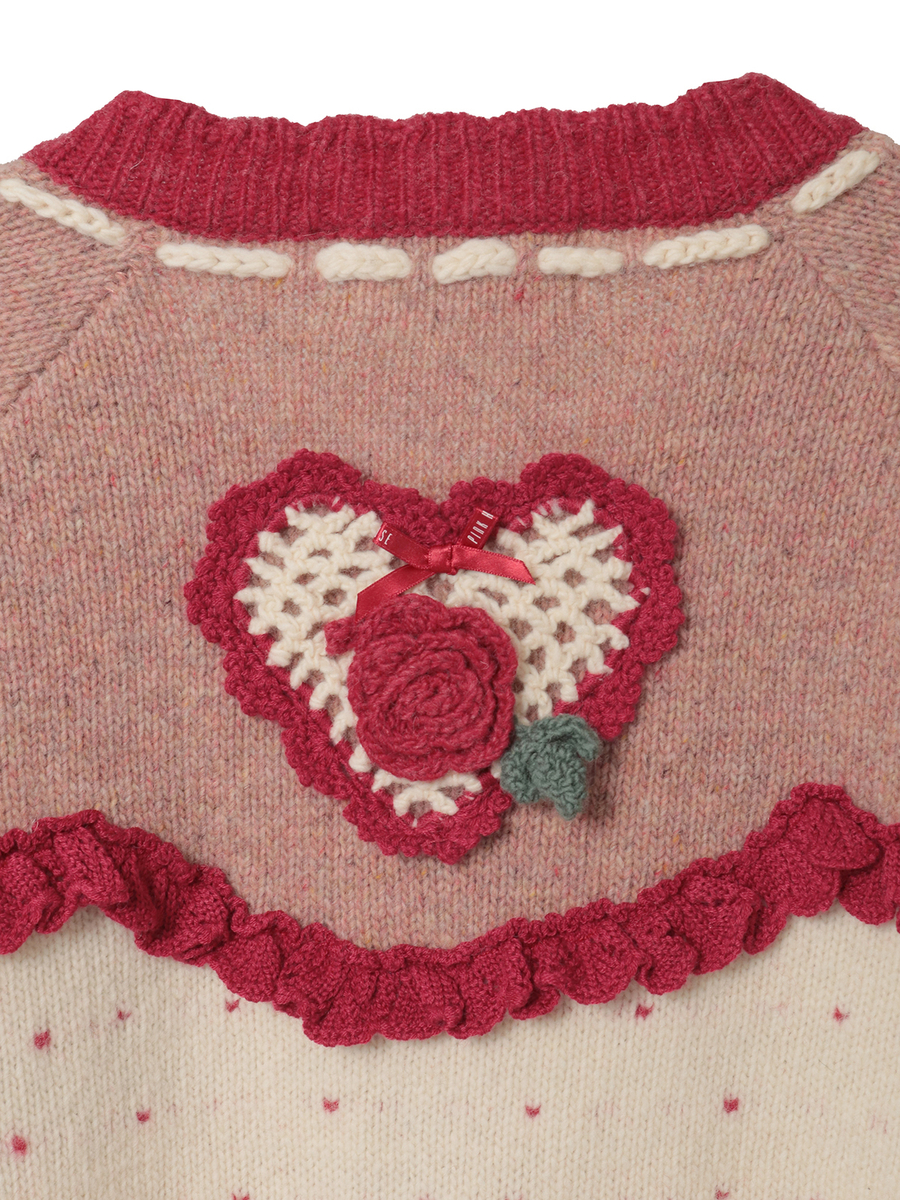 ハートモチーフ使いヨークニットカーディガン 詳細画像 ダークグレー 7