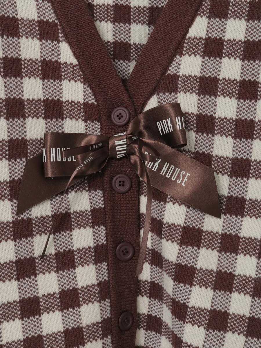 ギンガムチェックニットカーディガン 詳細画像 グリーン 6