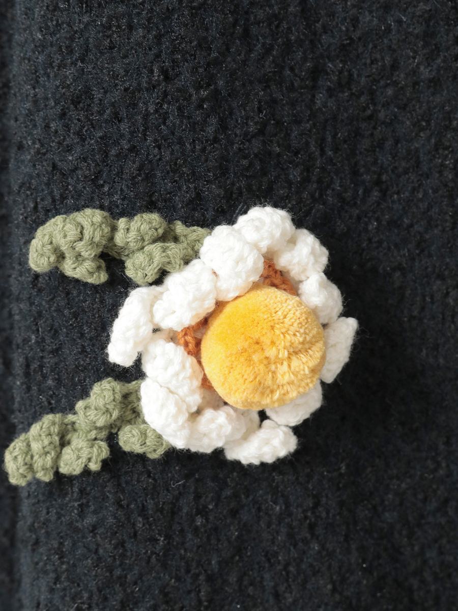 マーガレットモチーフ使いニットカーディガン 詳細画像 クロ 10