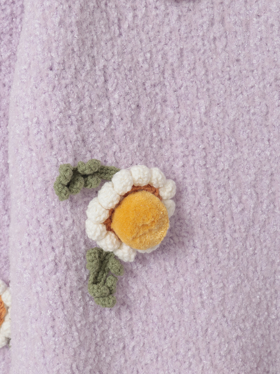 マーガレットモチーフ使いニットカーディガン 詳細画像 クロ 6