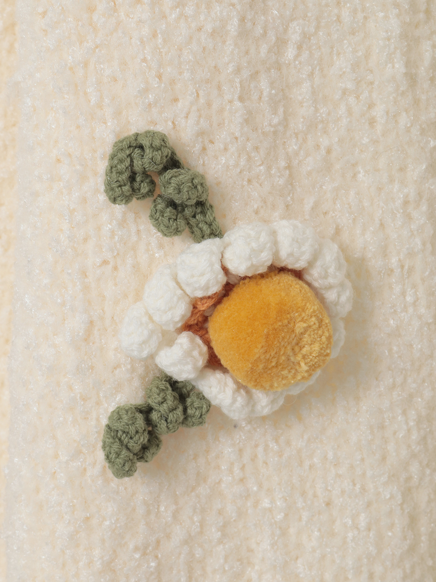 マーガレットモチーフ使いニットカーディガン 詳細画像 クロ 7