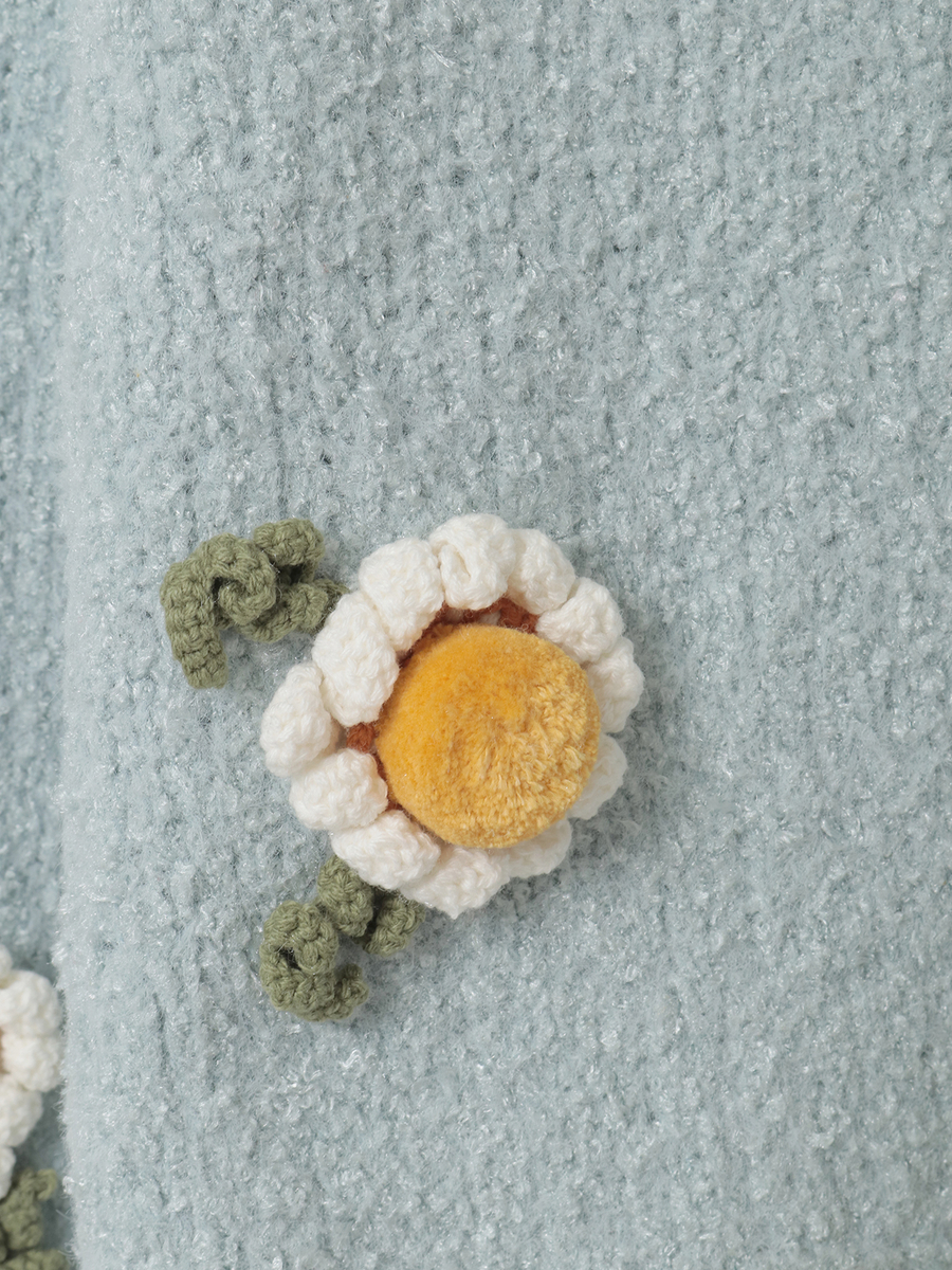 マーガレットモチーフ使いニットカーディガン 詳細画像 クロ 9