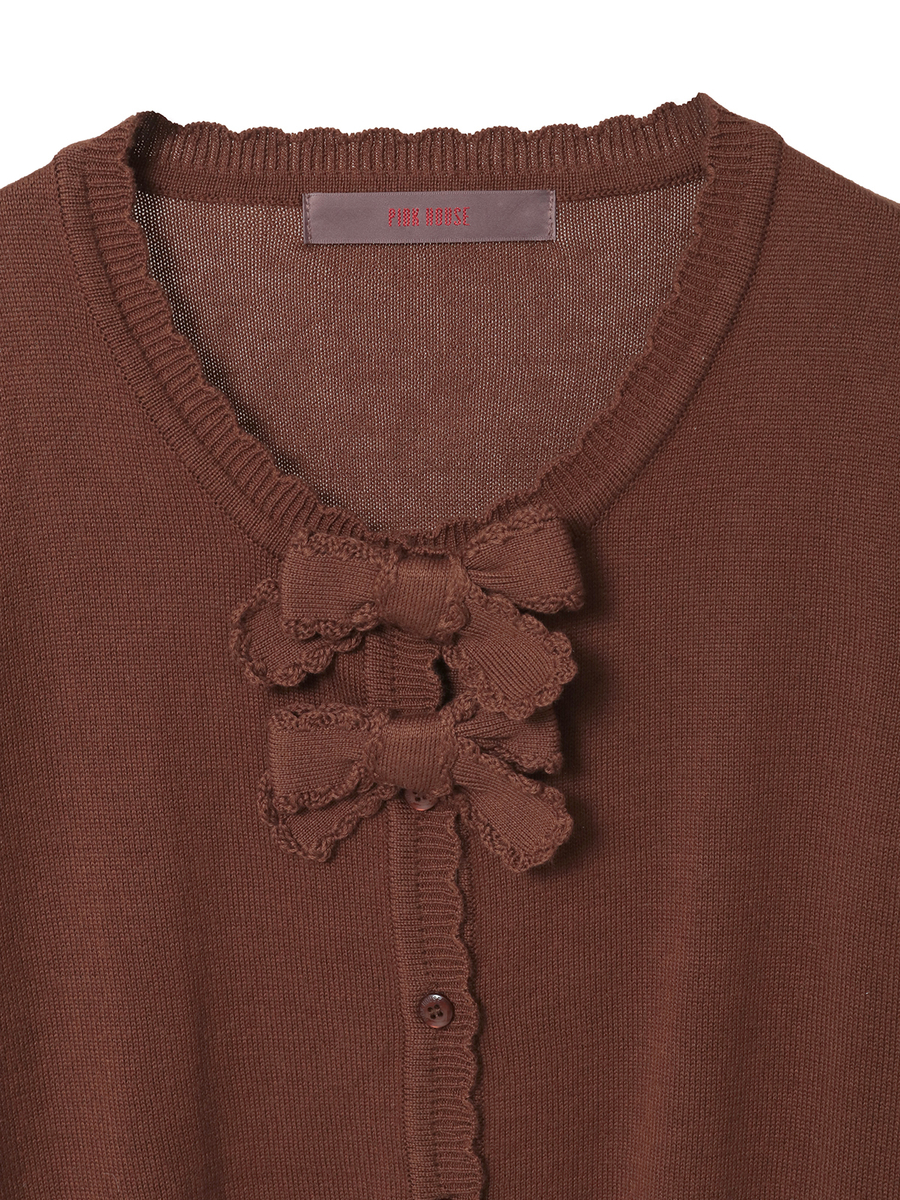 リボンモチーフ使いニットカーディガン 詳細画像 チョコレート 10