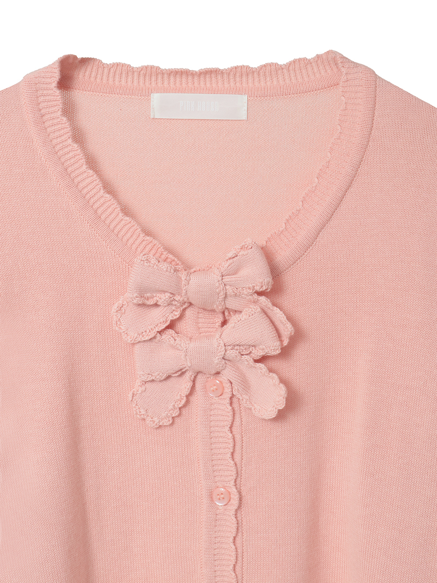 リボンモチーフ使いニットカーディガン 詳細画像 チョコレート 3