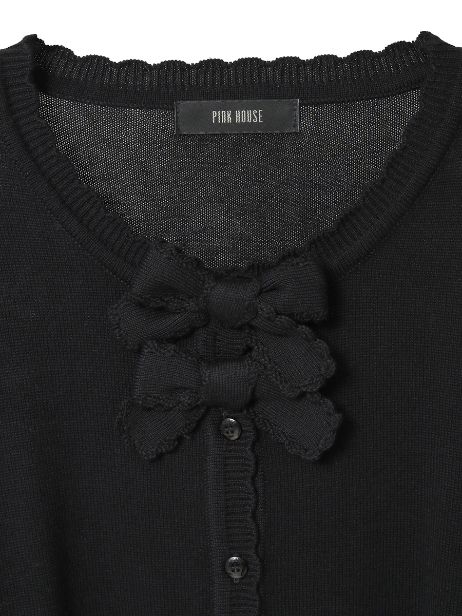 リボンモチーフ使いニットカーディガン 詳細画像 チョコレート 6