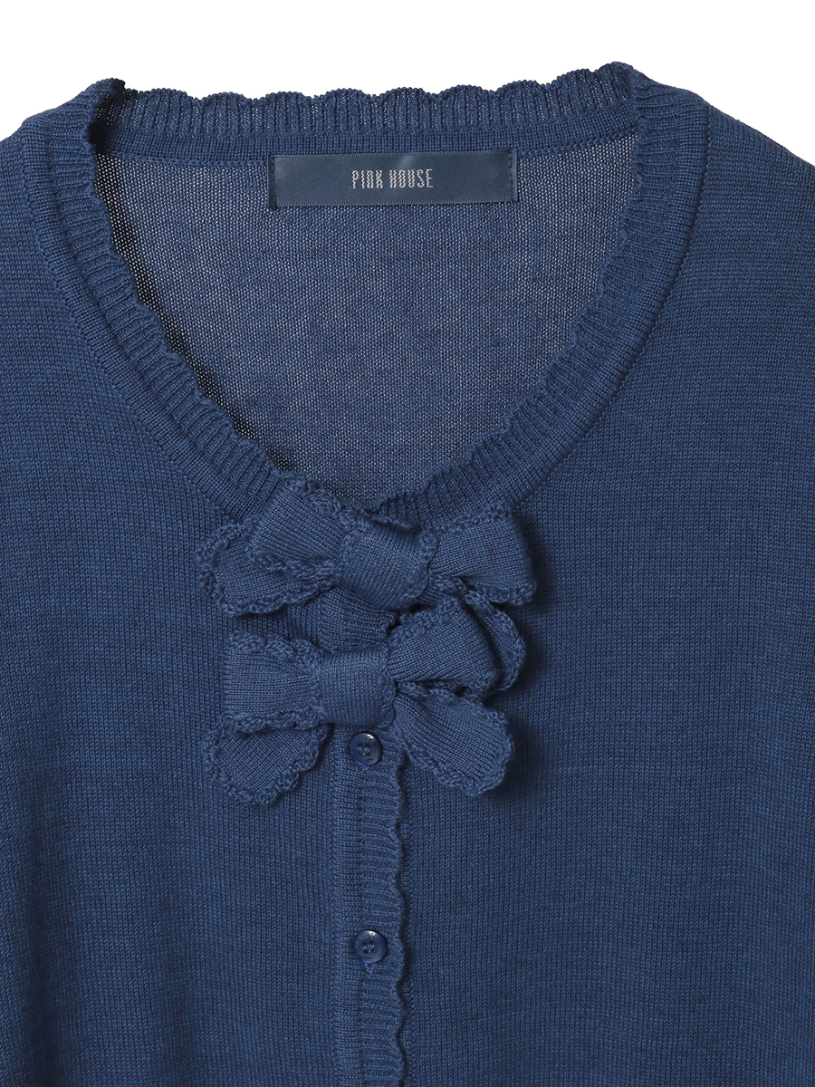 リボンモチーフ使いニットカーディガン 詳細画像 チョコレート 7