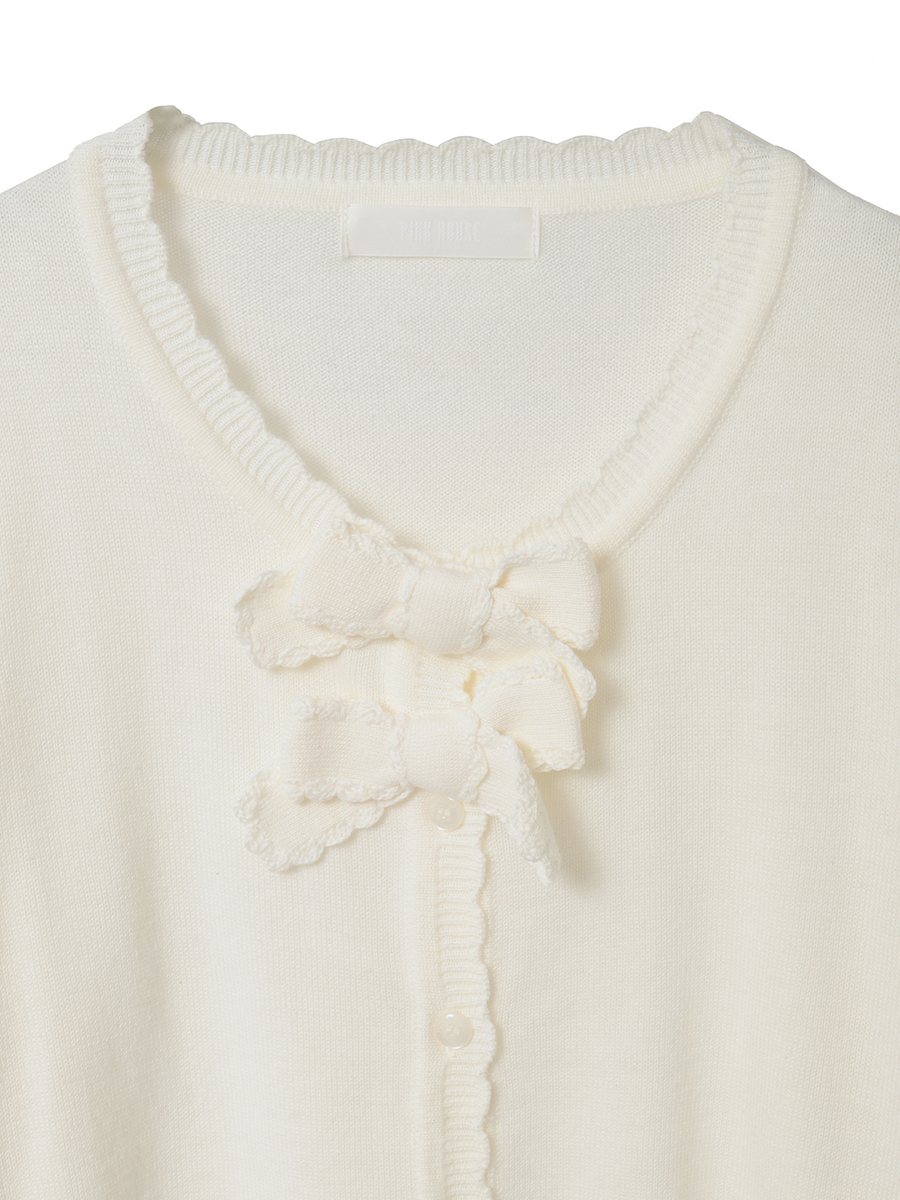 リボンモチーフ使いニットカーディガン 詳細画像 チョコレート 9