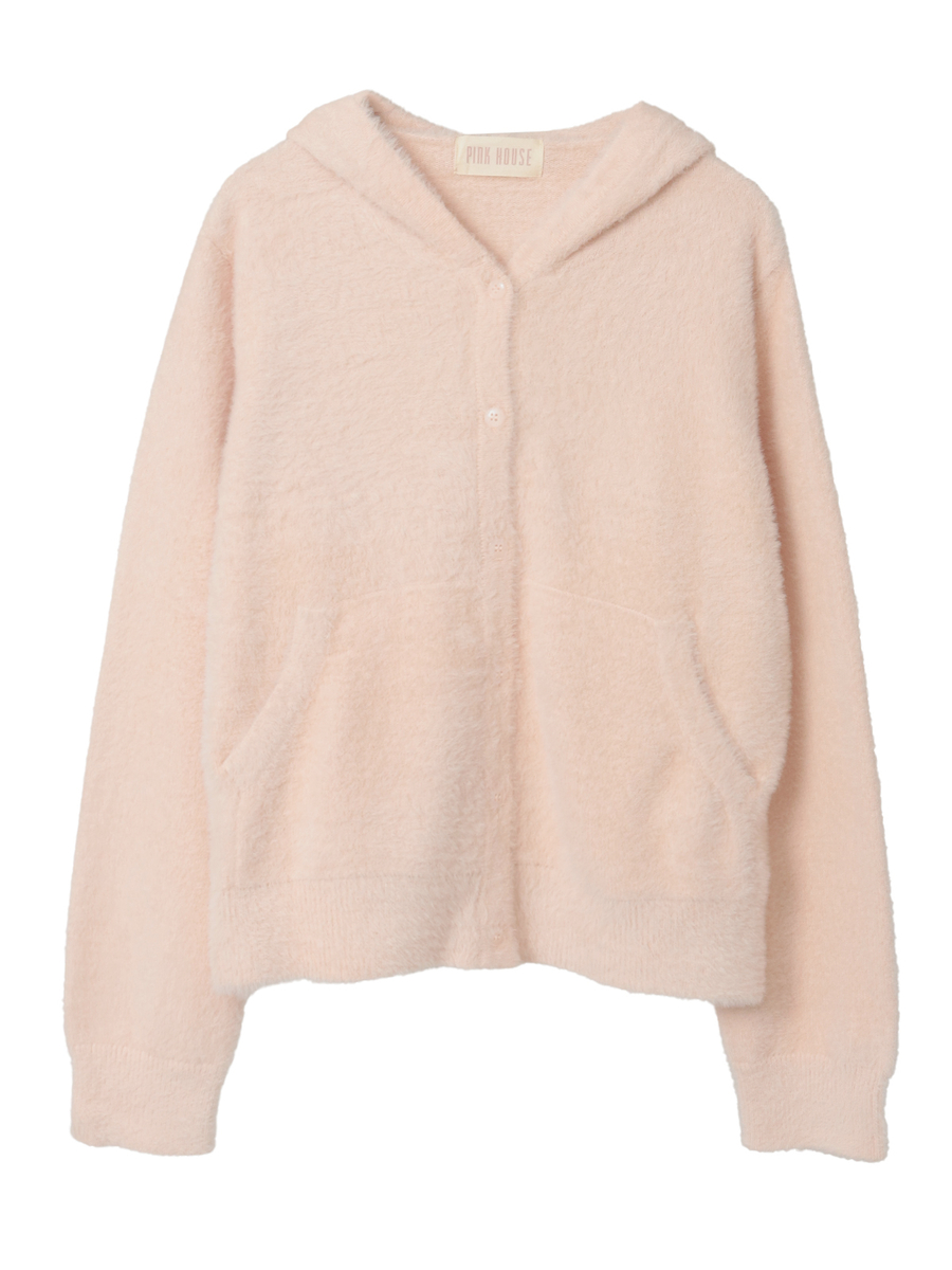 うさぎの耳フード付きニットパーカー 詳細画像 ピンク 1