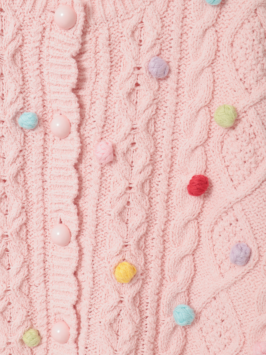 カラフルポップル付きニットカーディガン 詳細画像 ソライロ 10
