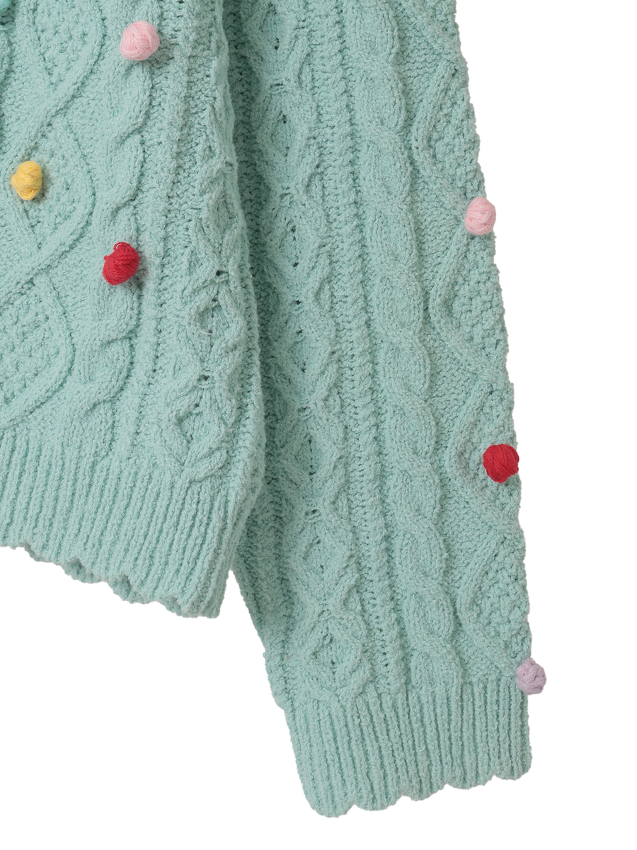 カラフルポップル付きニットカーディガン 詳細画像 ソライロ 4